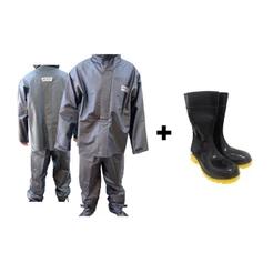 Kit - Capa De Chuva - Conjunto Calça Jaqueta Impermeavel Urbano Pvc - Mot- Motoboy-Motoqueiro-Bota De Borracha