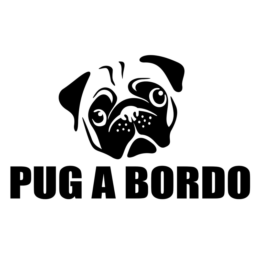 Adesivo Pug A Bordo Carro Automotivo Cachorro Dog Humor Pet