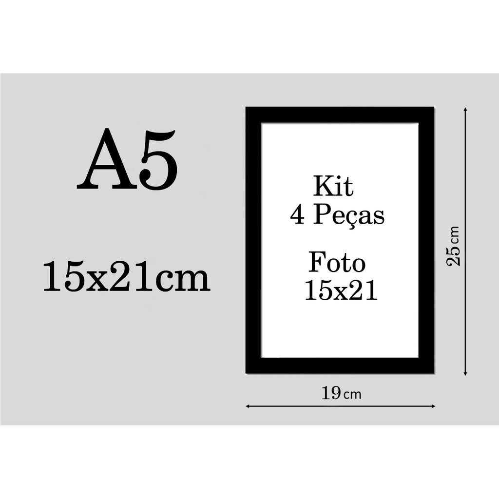 Kit 4 Porta Retrato 15x20 Cm Moldura Laqueada Fosco C/vidro
