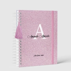 Agenda 2027 Personalizada Nome Alfabeto com Laminação Glitter