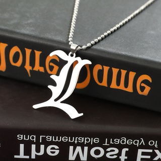 Colar De Aço Inoxidável Pingente De Letra Inglês Da Morte Note L Lawliet