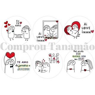 Kit 6 Papel Arroz Flork Com Frases Dos Namorados - 9cm Cada #3612397662