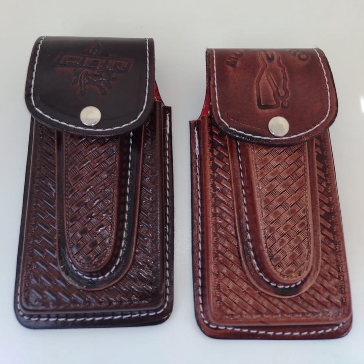 Bainha Porta Celular E Canivete Unissex Couro Legítmo