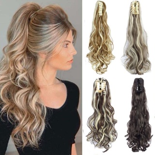 Extensões De Rabo De Cavalo Moda Womens Meninas Longo Encaracolado Ondulado PedaçGrampo Em Extensões em Oferta na Shopee