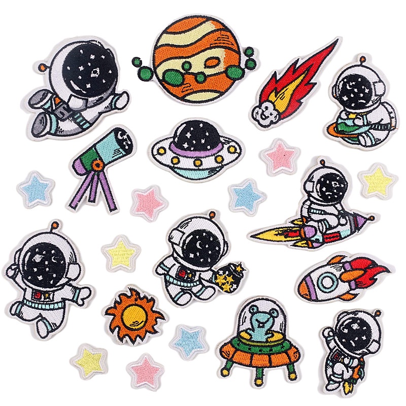 Astronauta Exploração Série Engomar Bordado Patch DIY Pano Adesivos Para Decoração De Roupas em Oferta na Shopee