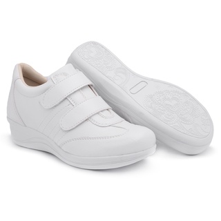 Sapato Tênis Feminino Anabela Anti Stress All White Macio Ortopédico Sapatênis Ideal Para Odonto, Farmácia, Enfermagem