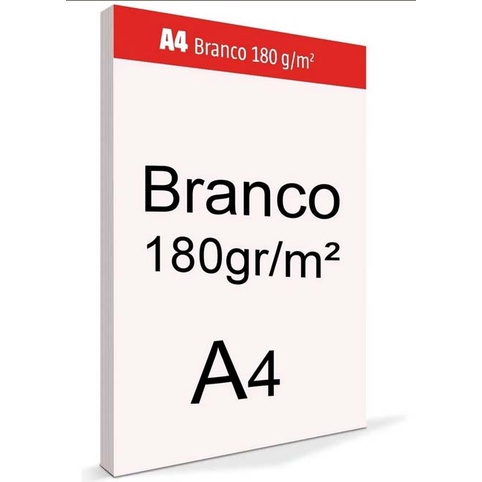 Papel Cartão Branco - Grosso 180g - Tamanho A4 - 100 Folhas | Shopee Brasil