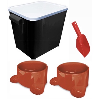 Kit 1 Container para 15kg ração + , 2 Comedouros Patas 1400 ML + 1 Pá Dosadora tudo Furacão Pet em Oferta na Shopee