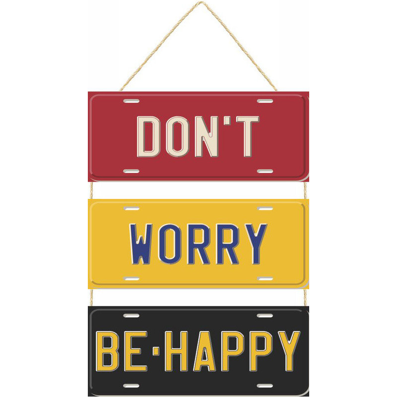 Placa com Corda 3 Peças Don't Worry em Oferta na Shopee