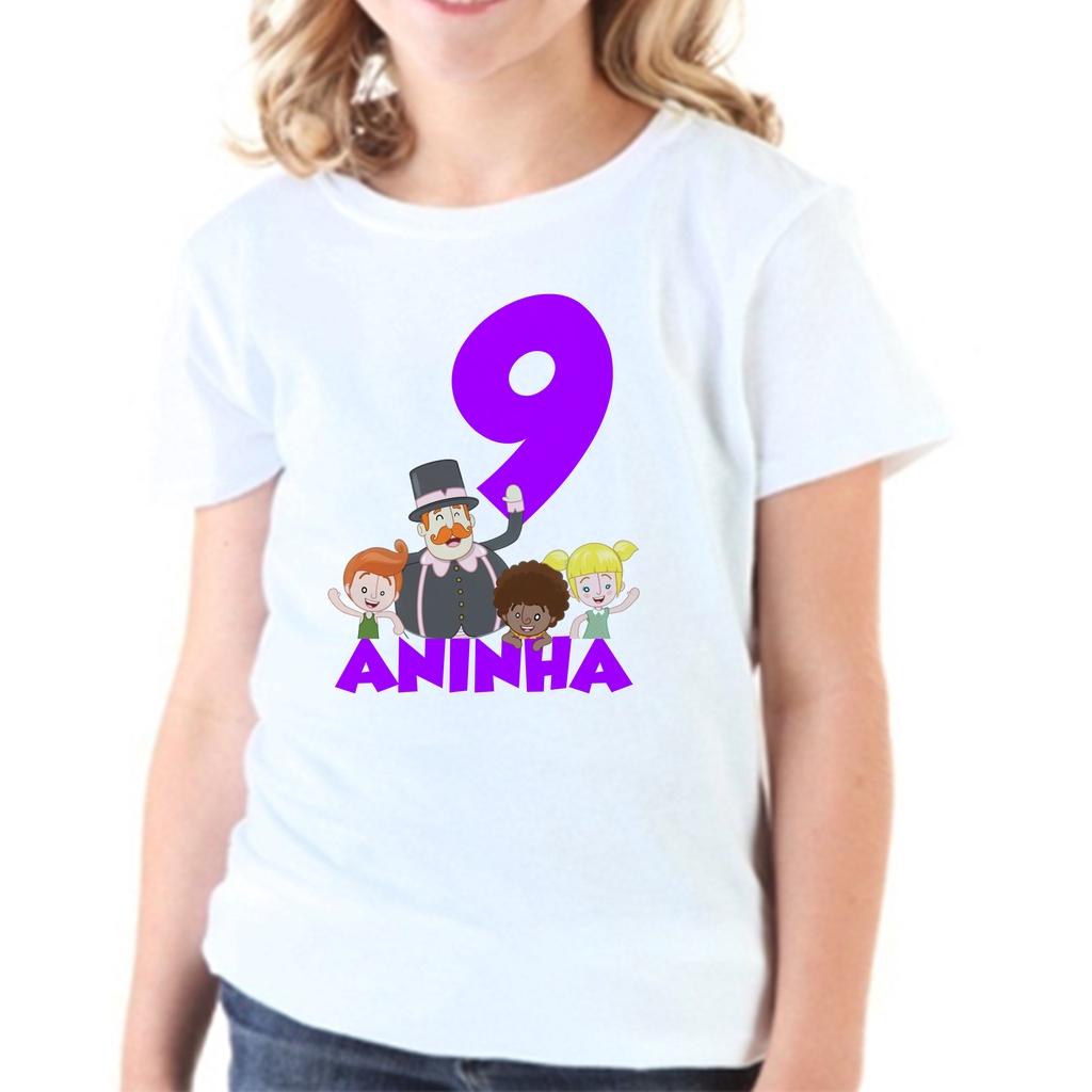 Camiseta Aniversário Personalizada Mundo Bita Nome e Idade Música Aniversário Festas Idade