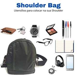 Bolsas Necessaire Shoulder Bag De Ombro Cinza Com Alça De Mão