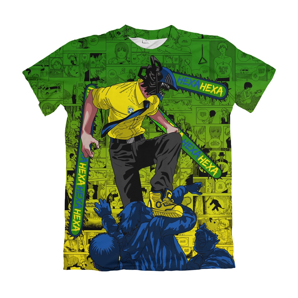 Camisa Premium Copa do Mundo Brasil Anime Mangá Chainsaw Man