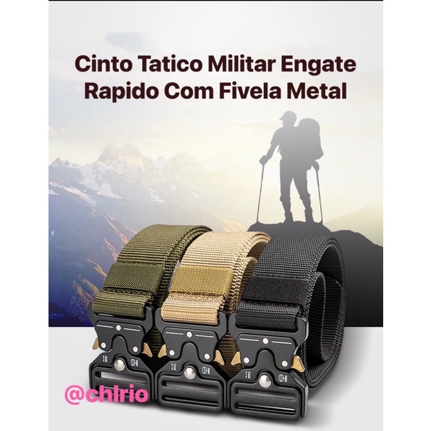 Cinto Tatico Militar Engate Rapido Com Fivela Metal Unisex 1439-8 em Oferta na Shopee