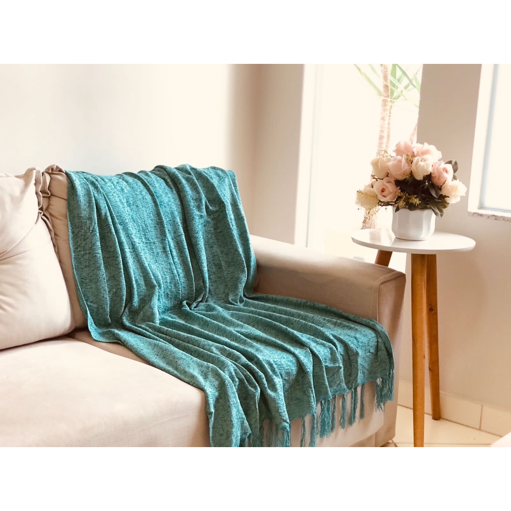 Manta Mineira em Tear de Chenille Chenile para Sofá ou Cama Diversas Cores 1,20x1,80m