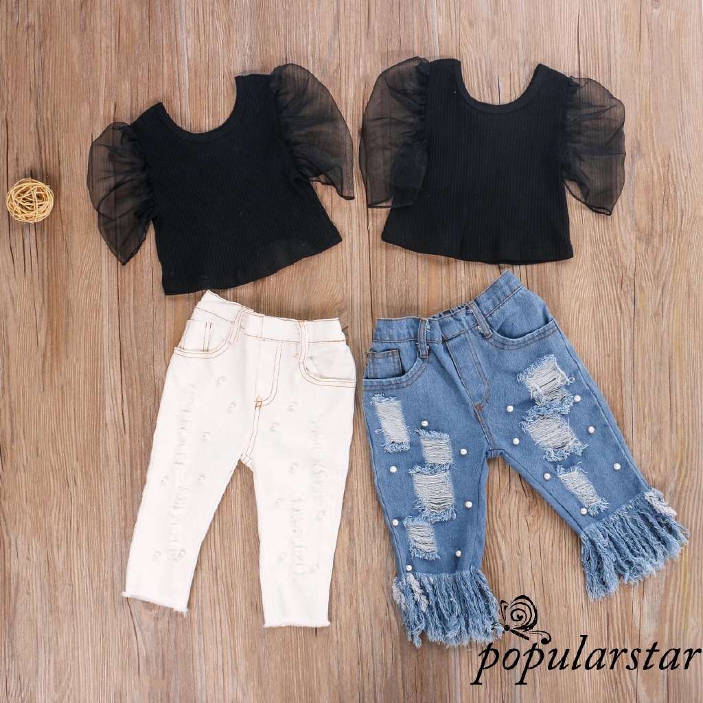 jeans rasgado com renda