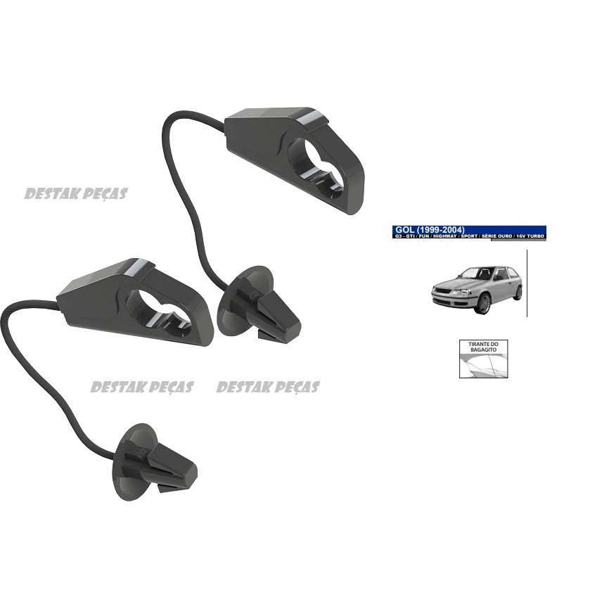 Kit do Tirante Corda do Bagagito do Porta-Malas Volkswagem Gol G3 1999 até 2004 Plast Car