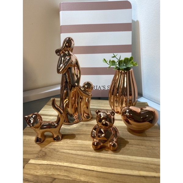 Enfeite Decorativos Rose Gold Dourado Prata | Ceramica | Casa Lar e Decoracao | Objeto Decorativo Decoracao Quarto Sala