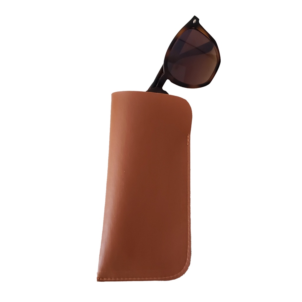 Porta Óculos de Sol Estojo feito em Couro Sintético Caramelo em Oferta na Shopee