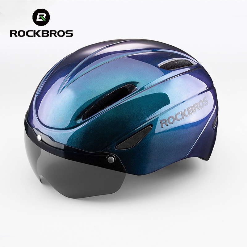 ROCKBROS Capacete De Bicicleta Com Óculos MTB De Estrada EPS Ciclismo Solado Integralmente 57-62CM