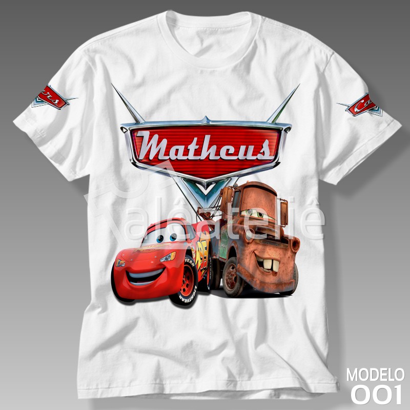 Camiseta Carros Disney McQueen Mate Infantil Adulto Personalizada em Oferta na Shopee