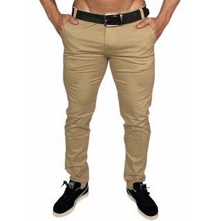 Calça Sarja Social Chino Premium Masculina Bege