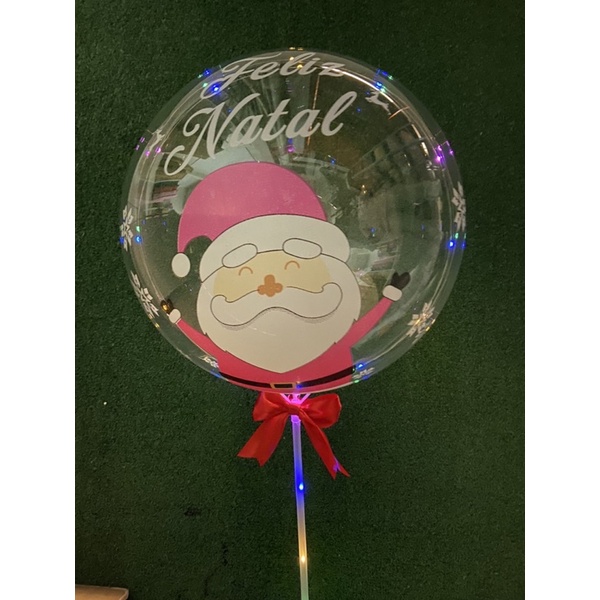 Balão bubble de natal com led 45 centímetros feliz natal papai noel  decoração de natal | Shopee Brasil