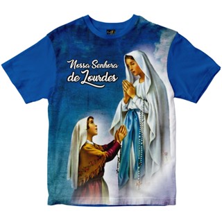 Camiseta Nossa Senhora de Lourdes Rainha do Brasil Azul Royal em Oferta na Shopee