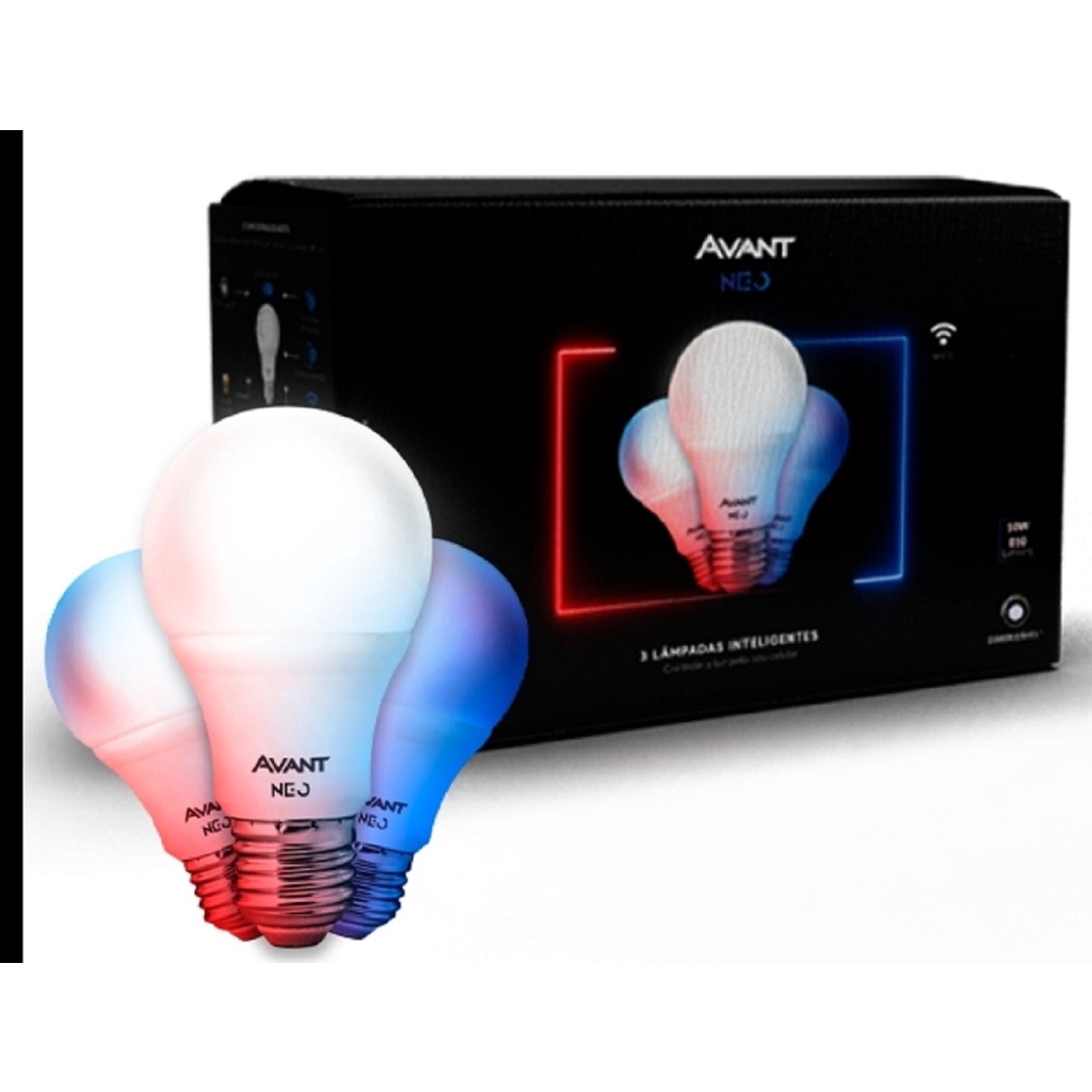 Kit 3 Lâmpadas Smart Bulbo Led Wi-fi Inteligente Rgb C/ritmo