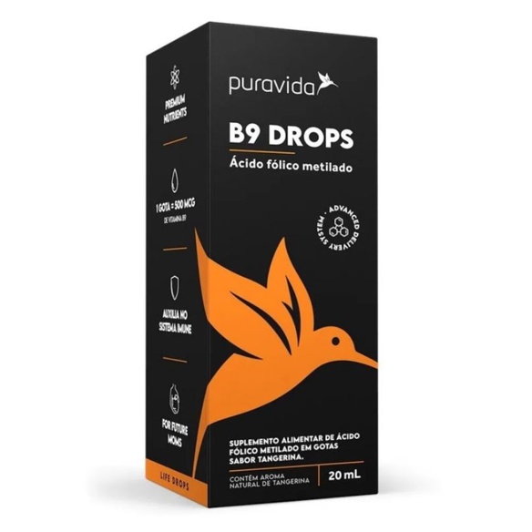 B9 Drops Ácido Fólico Metilado - Puravida - Vitamina 20ml em Oferta na Shopee