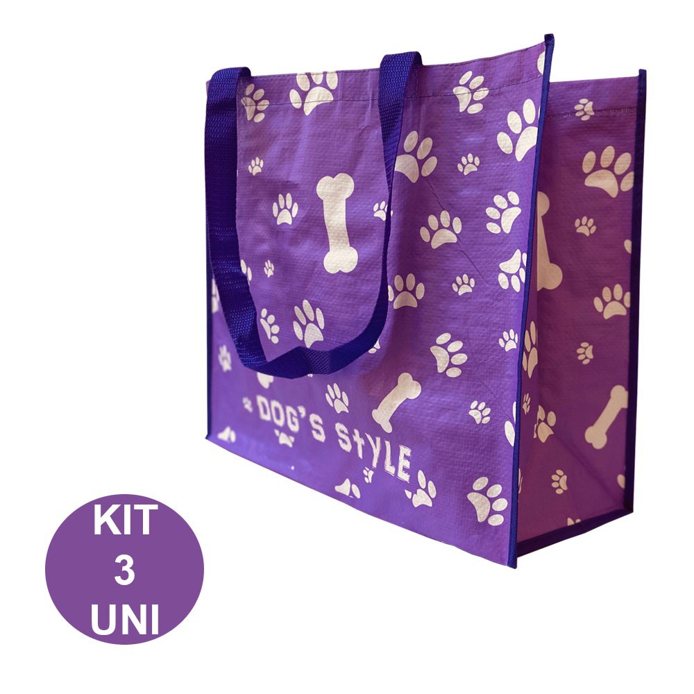 Bolsa Ecologica Reutilizavel Sacola de Ombro Ecobag Dobravel Compras Mercado Retornavel Kit 3 Unid
