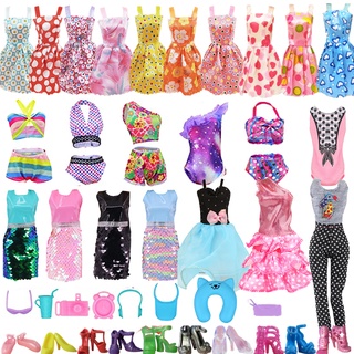 41 Pcs Moda Barato Barbies Boneca Roupas Acessórios Lote Casas Brinquedos Vestido Presente Para Barbie BJD 1/6