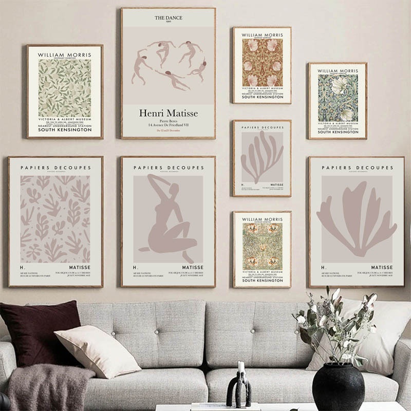 Abstrato William Morris Flor Folha Pássaro Nórdico Cartazes E Impressões Da Parede Da Pintura Da Lona Arte Da Parede Pictures For Living Room Decor