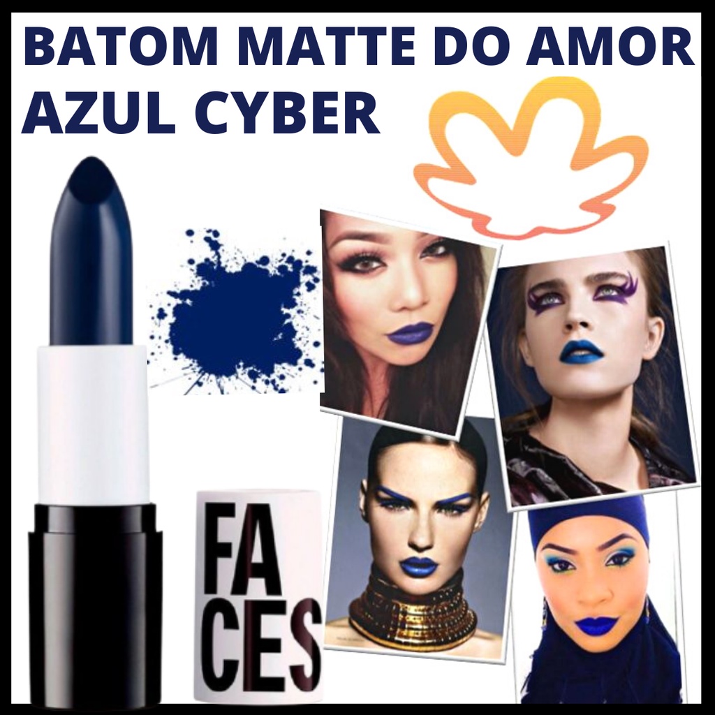 Batom Matte do amor Azul cyber Natura faces 3,5g FPS10 | Shopee Brasil