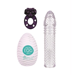 Kit Ovo Masturbador Masculino Egg + Anel Peniano + Capa Peniana Transparente Sex Shop