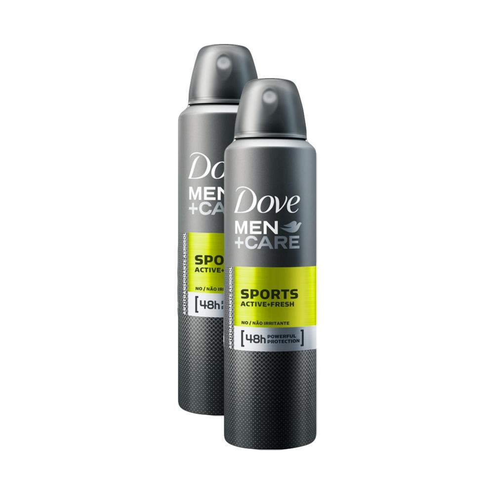 Kit 2 Desodorantes Dove Men+Care Antitranspirante Aerossol Sports Active+Fresh 150ml