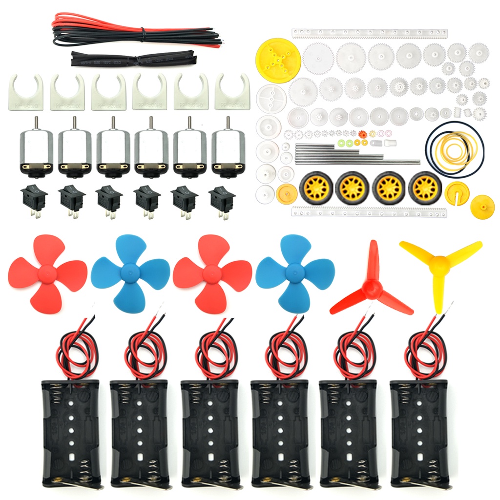 6 Conjuntos Retangulares Mini Motor Elétrico 1.5-3V 24000RPM hobby Com 84 Peças kit De Engrenagens De Plástico Para Proj