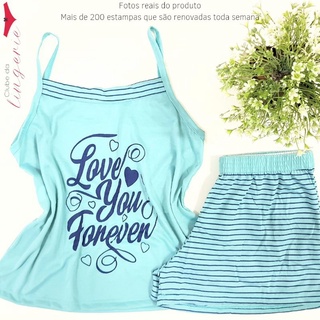 Short Doll Luana Pijama Adulto Feminino Baby Doll Regata Ou Alcinha Em Malha De Poliéster