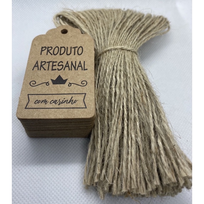 Tag Produto Artesanal 100 Unidades Com Cordão em Oferta na Shopee