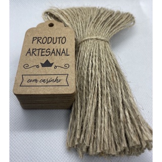 Tag Produto Artesanal 100 Unidades Com Cordão em Oferta na Shopee