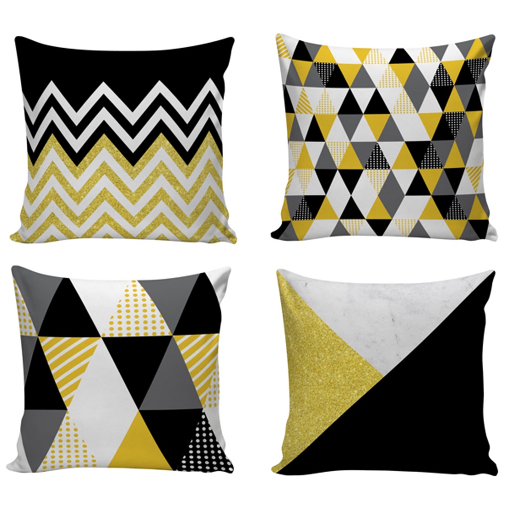 Kit Com 4 Capas Almofadas Decorativas De Sofá Cinza/amarelo/preto | Shopee  Brasil