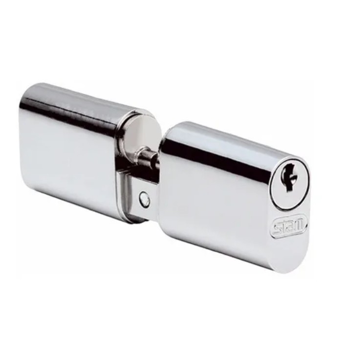 Cilindro Fechadura Stam Aluminio 603 - 5,5cm Buzios Cromado Modelo Grande