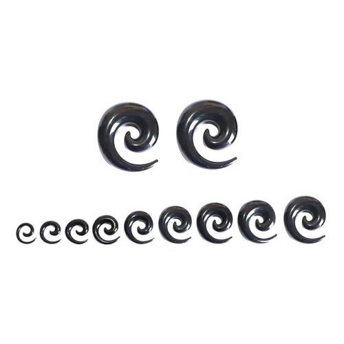 Alargador Espiral Preto Acrílico Alargador Cobrinha