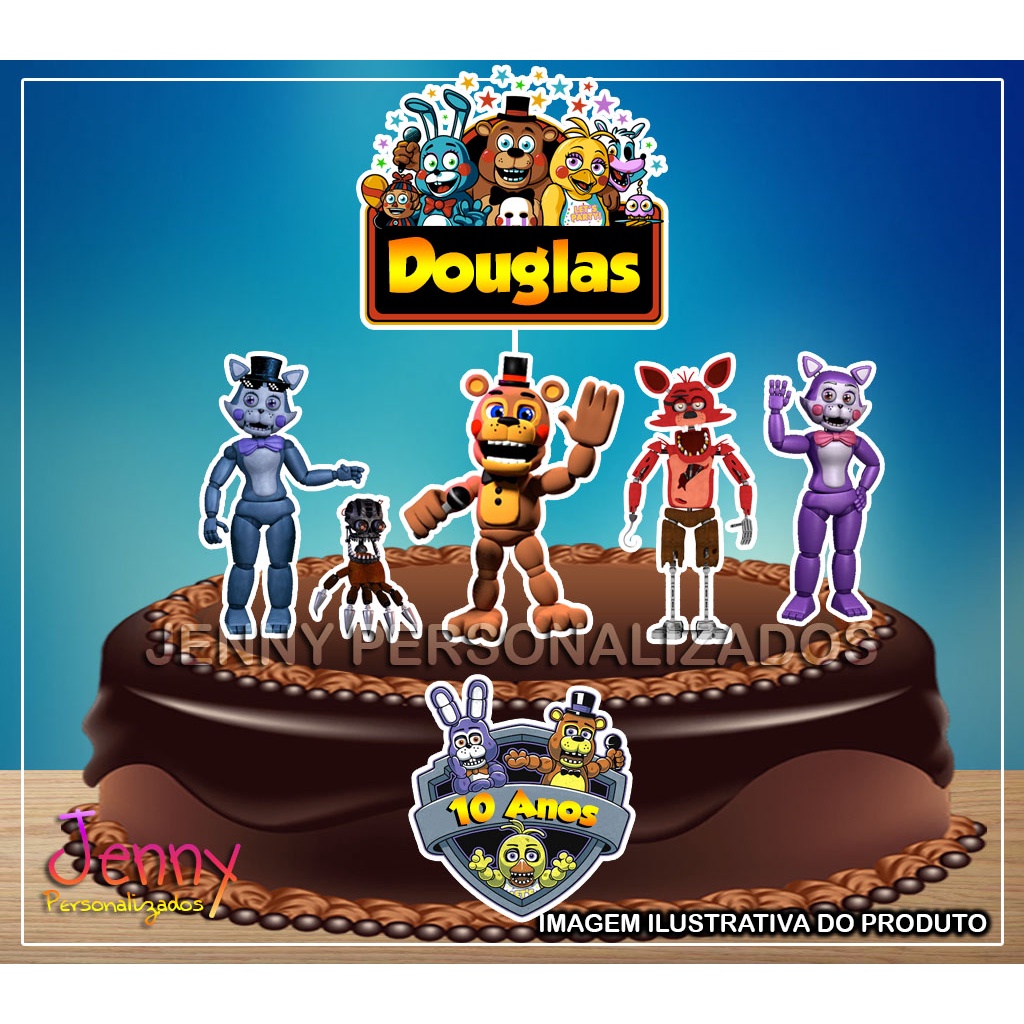 Topo Topper de Bolo Personalizado Animatronics 2 em Oferta na Shopee
