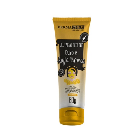 Gel PEEL OFF Facial Ouro E Argila Branca Clareador Dermachem 60g validade