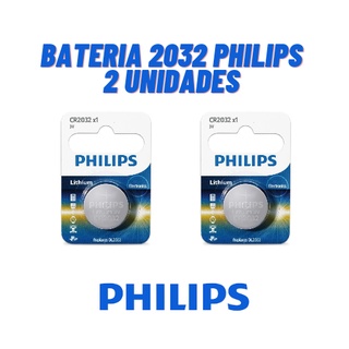 Bateria 2032 Philips Cr2032 Lithium 2 Unidades Para Alarme Controle Relógio Eletrônicos