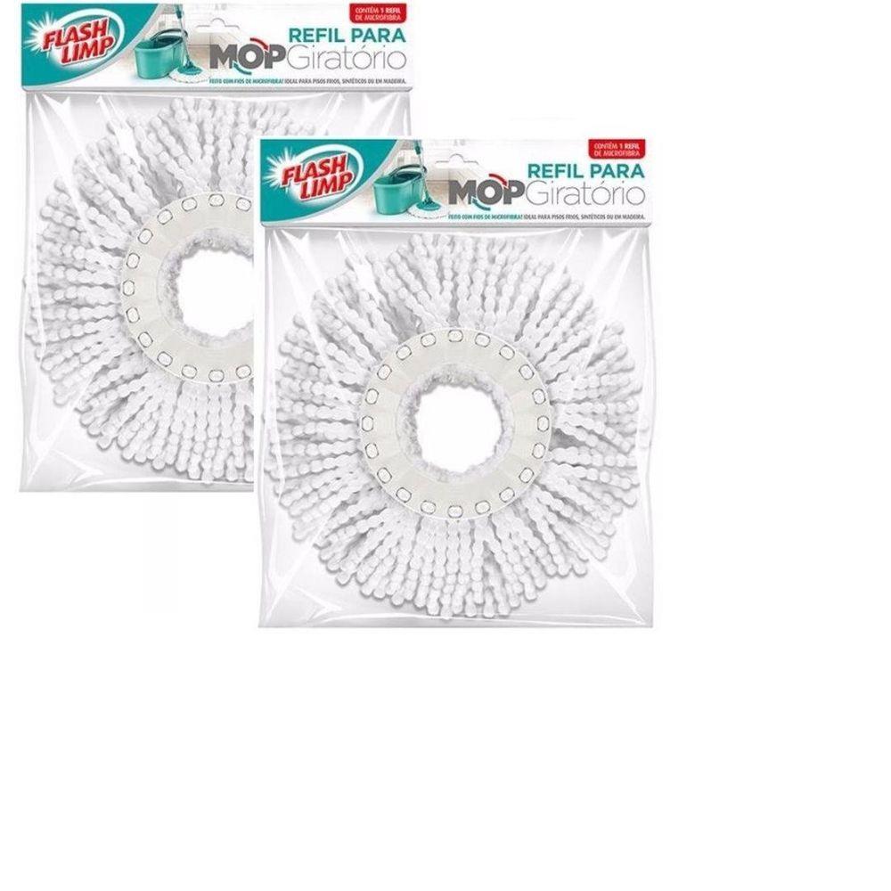 Kit 2 Refil Microfibra 16cm para Mop Giratório Esfregão Pró 3 em 1 360 Flash Limp RMOP8210