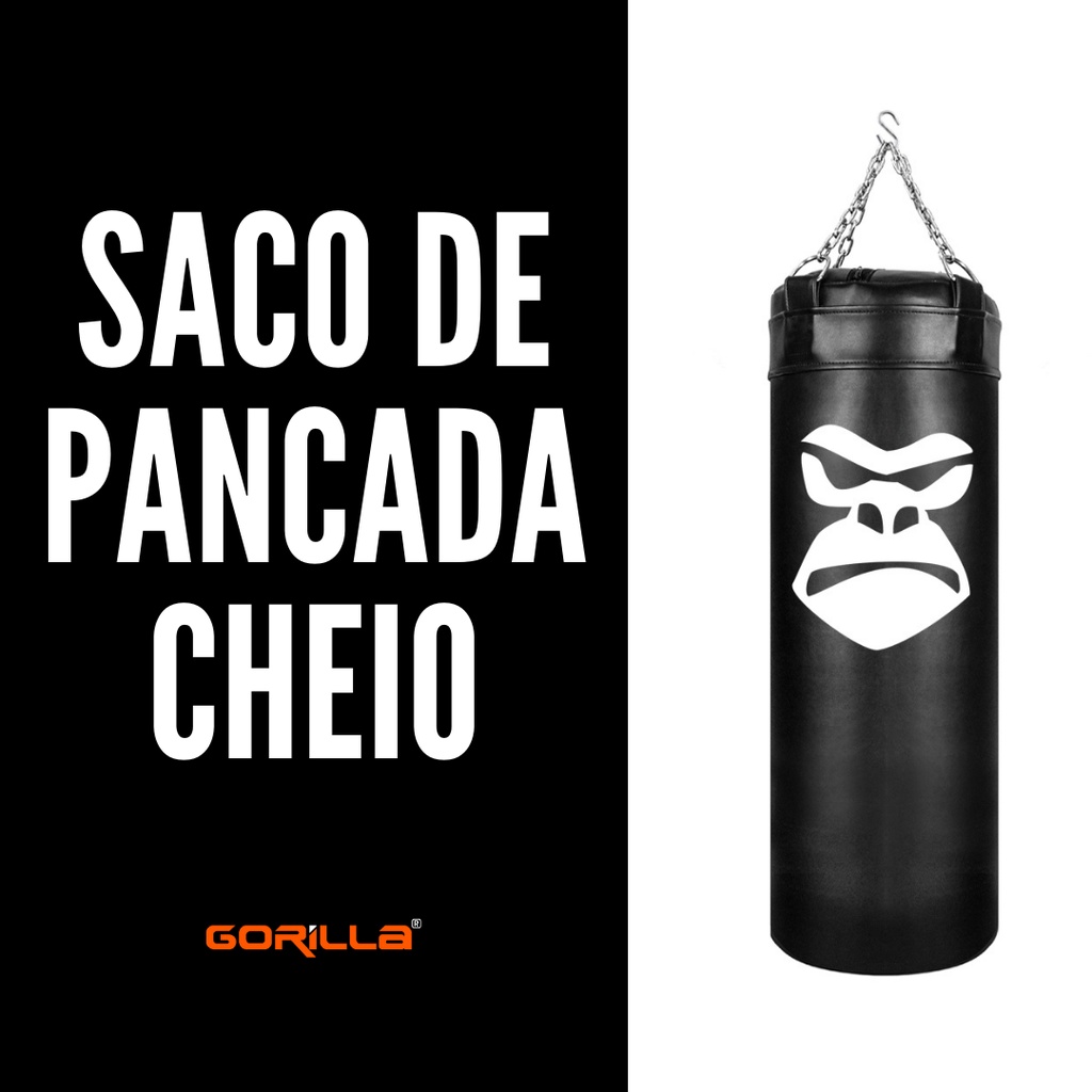 Kit Treino Família Saco De Pancada 90x100 Gorilla + Luva Bate Saco Adulto +Luva Infantil + Suporte