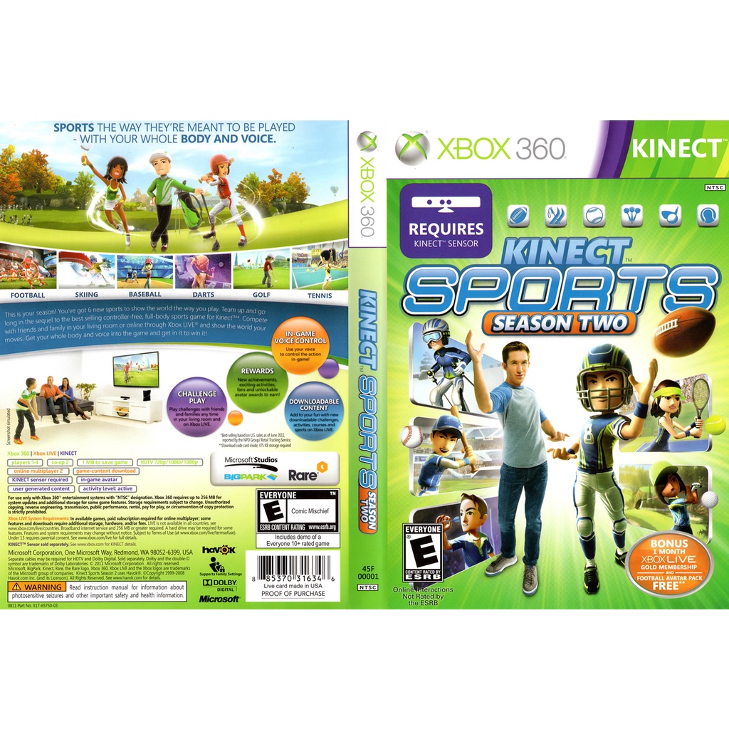 Kinect Sports Segunda Temporada P Xbox Ltu Lt Jtag Rgh Escorrega O Pre O