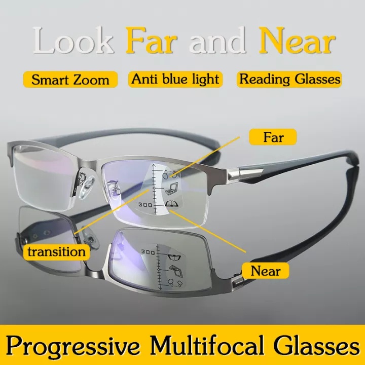 semiconductor Follow Modernization Óculos de leitura multifocais progressivos Zoom inteligente Óculos com  armação de metal leve anti-azul Óculos presbiópicos de estilo empresarial |  Shopee Brasil