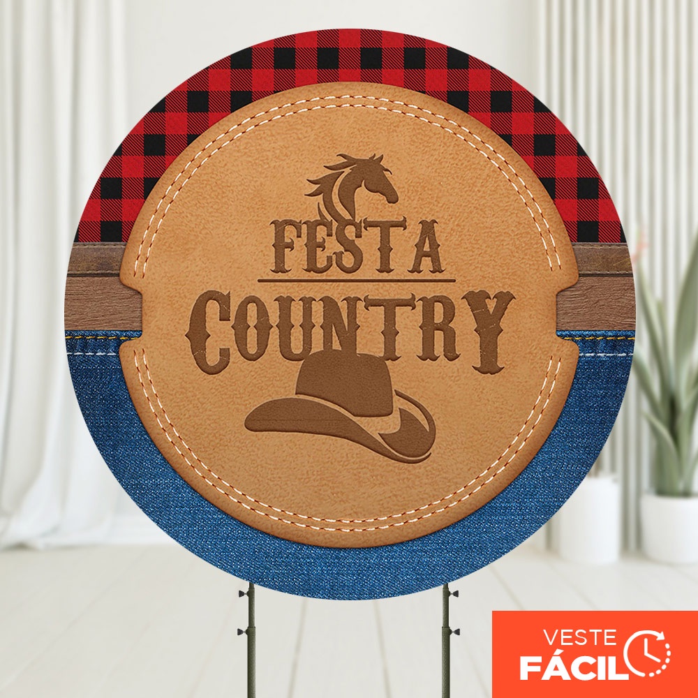 Painel Redondo Festa Country em tecido 1,50m com Elástico para Festas em Oferta na Shopee